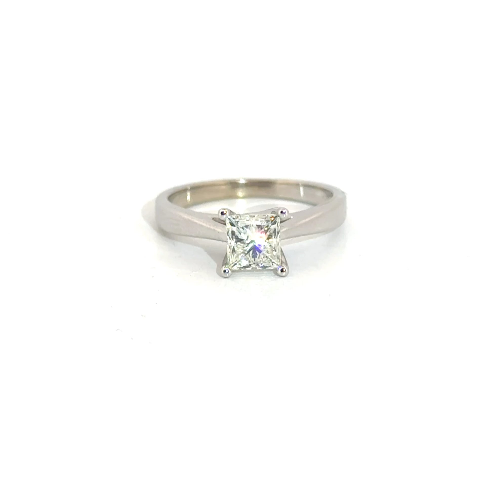 1ct. Natural Diamond Princess Cut Engagement in 14K White Gold