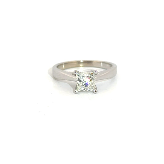 1ct. Natural Diamond Princess Cut Engagement in 14K White Gold