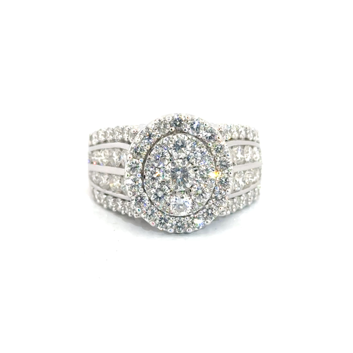 Natural Diamond Cluster Set Ring in 14K White Gold Sz 12