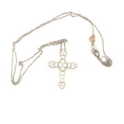 Natural Diamond Cross Pendant in 14K White Gold on 14K White Gold Chain