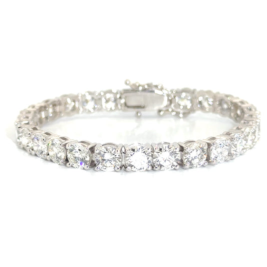 22.50cttw. Lab Grown Round Diamond Tennis Bracelet in 14K White Gold 7"