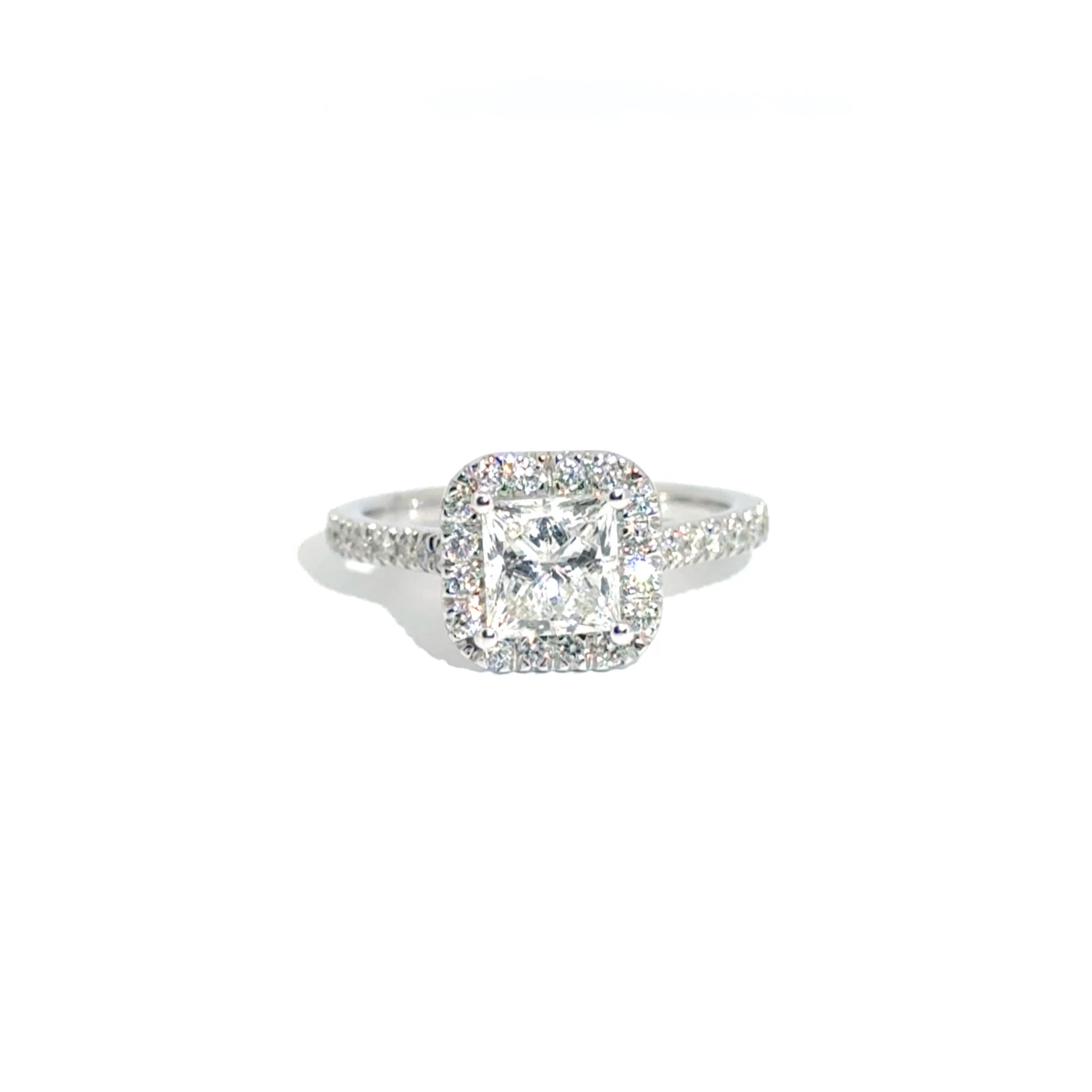1.37ct. F VS1 Lab Princess in Halo 14WG
