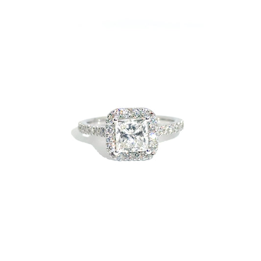 1.37ct. F VS1 Lab Princess in Halo 14WG