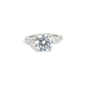 4.0ct. F VVS2 Lab Round on 10pt 14WG Band Sz 7