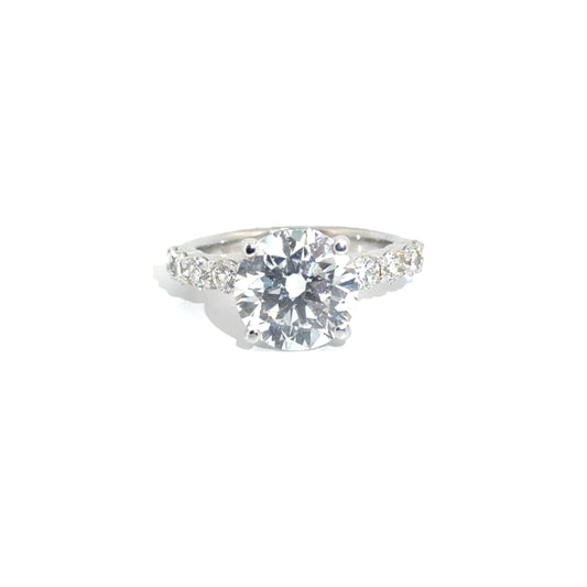 4.0ct. F VVS2 Lab Round on 10pt 14WG Band