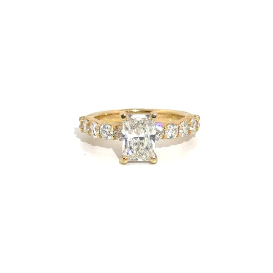 1.55ct. F VVS2 Lab Grown Elongated Radiant on 10pt Band in 14K Yellow Gold