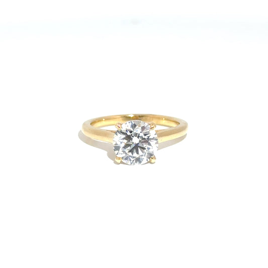 2.19ct. F VS1 Round Set in 14K Yellow Gold Cathedral Mounting