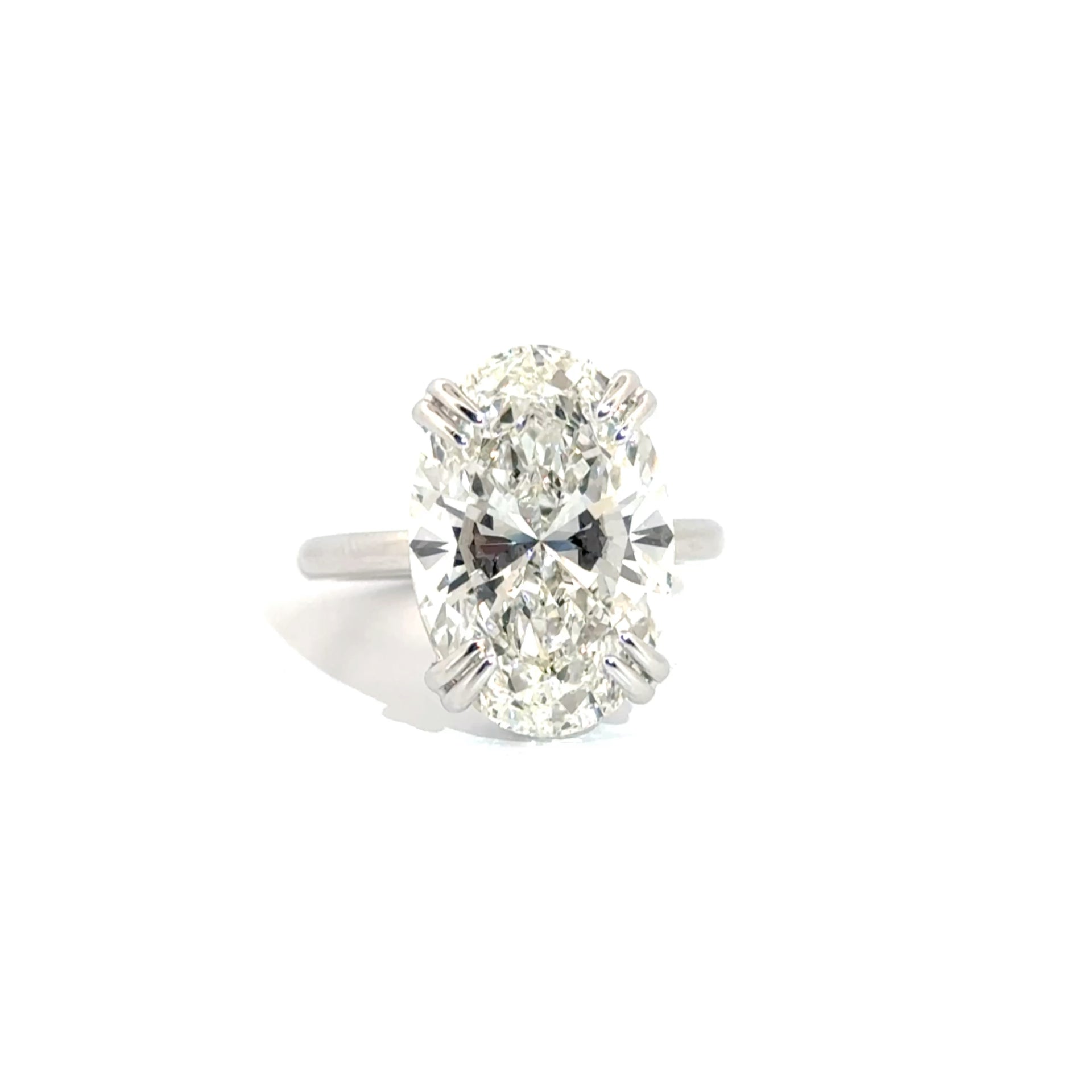 10.03ct. E VS1 Lab Grown Oval Set in 14K White Gold Tiffany Style Double Claw Prong Mounting
