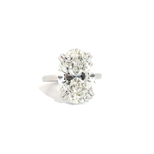 10.03ct. E VS1 Lab Grown Oval Set in 14K White Gold Tiffany Style Double Claw Prong Mounting