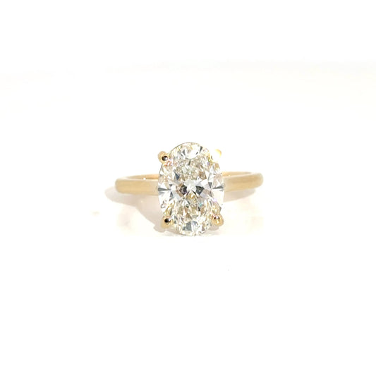 4.02ct. E VS1 Lab Grown Oval Set in 14K Yellow Gold Cathedral