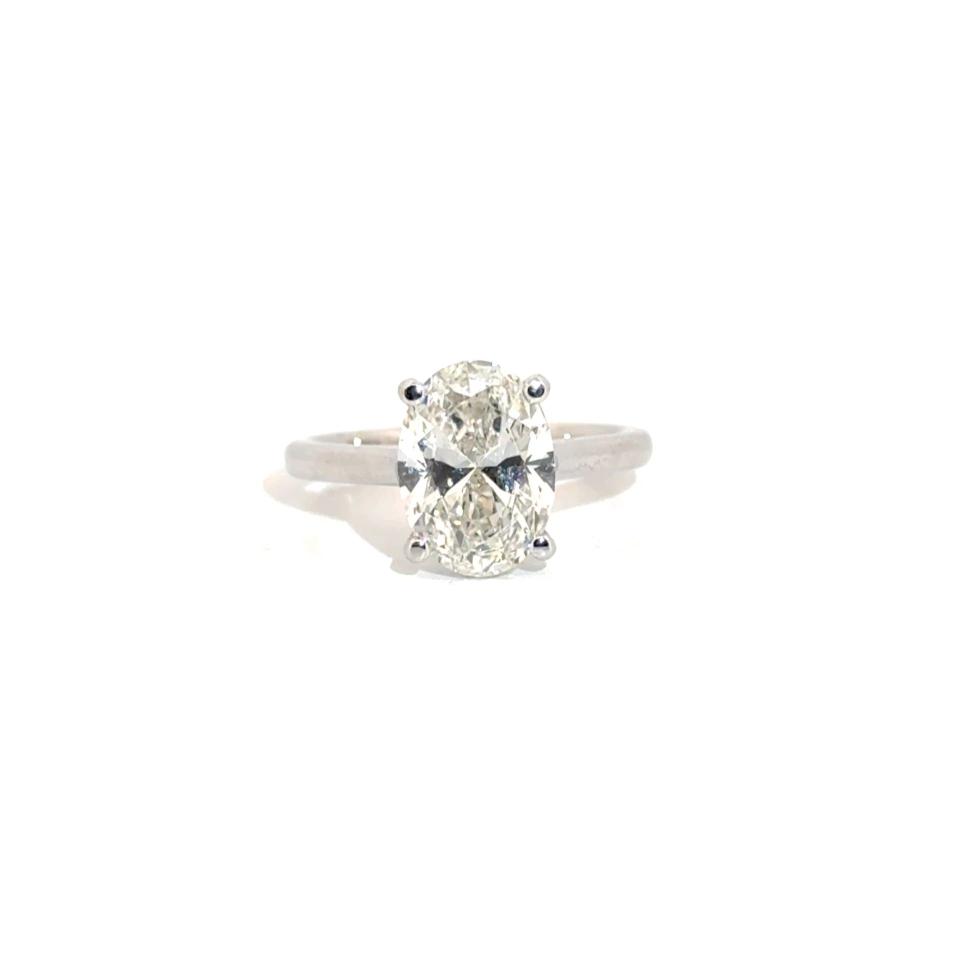 3.02ct E VS1 Lab Grown Oval Set in 14K White Gold Cathedral