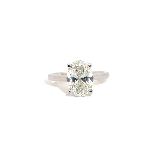3.02ct E VS1 Lab Grown Oval Set in 14K White Gold Cathedral