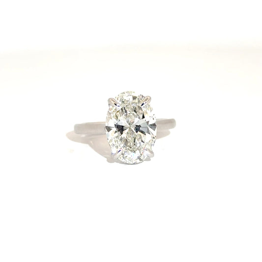 5.07ct. E VS1 Lab Grown Oval in 14K White Gold Cathedral