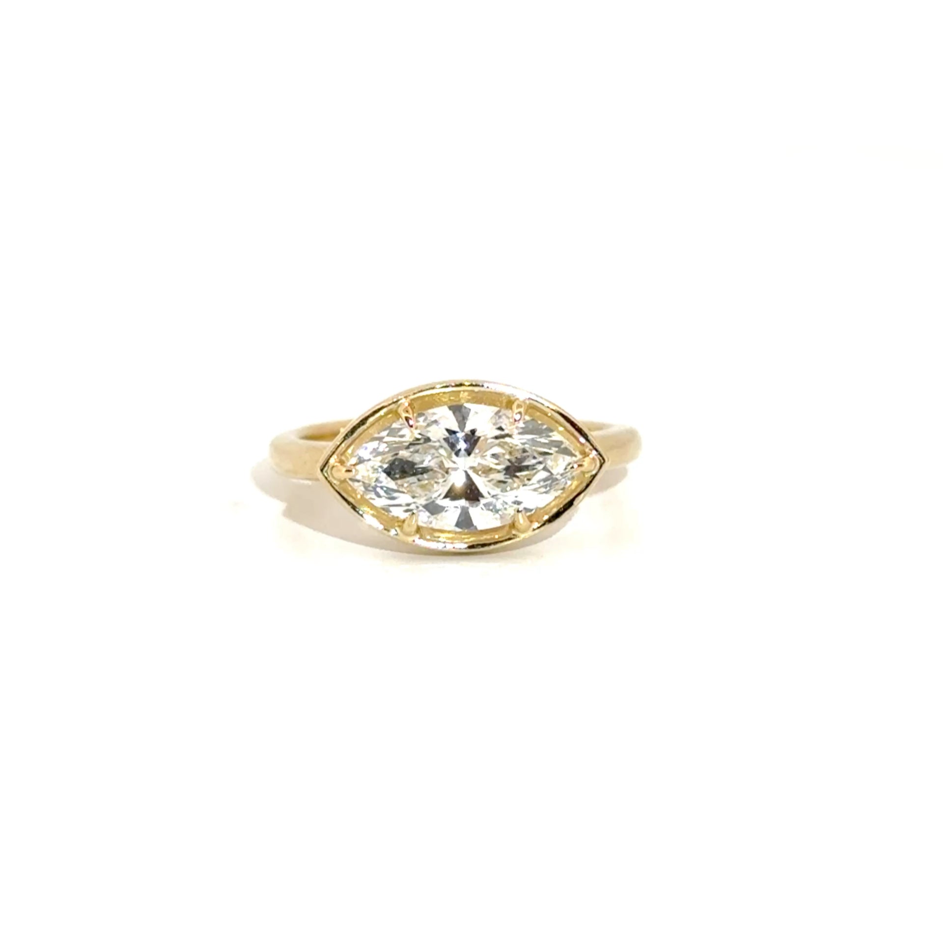 2.02ct. E VS1 Lab Grown Marquise East to West Set in 14K Yellow Gold