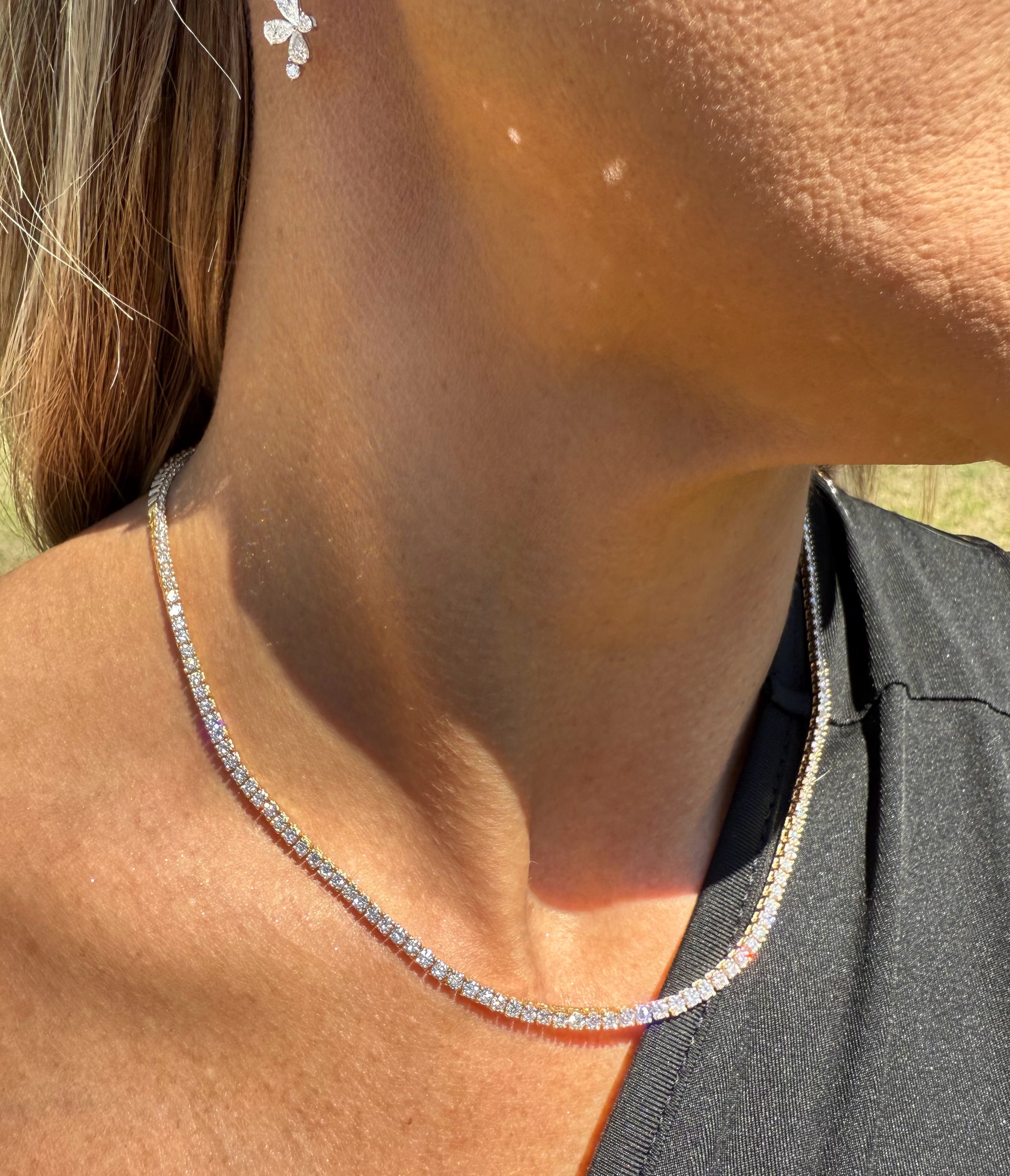 8cttw. Lab Grown Tennis Necklace in 14K Yellow Gold