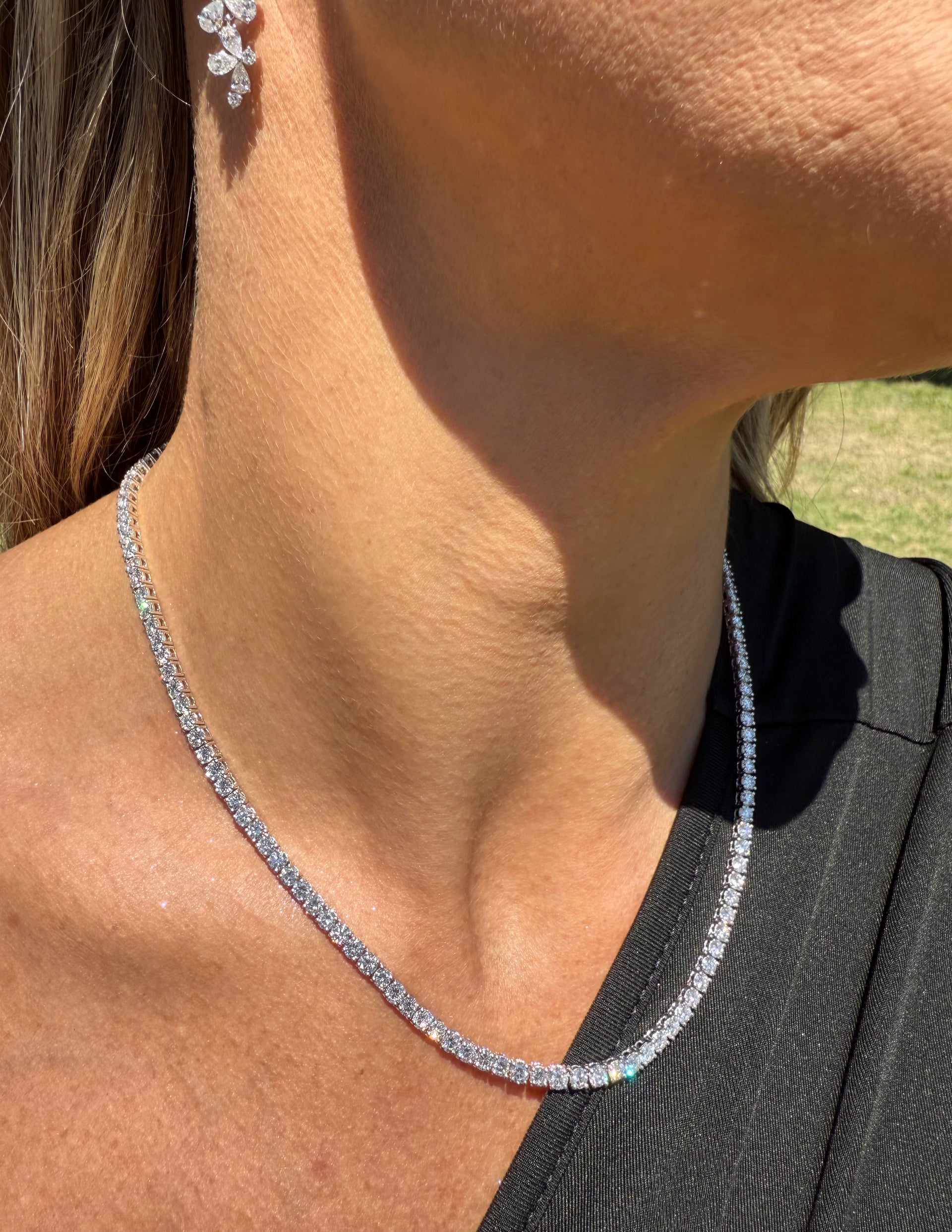 15.68cttw. Lab Grown Diamond Tennis Chain in 14K White Gold 3mm 17"