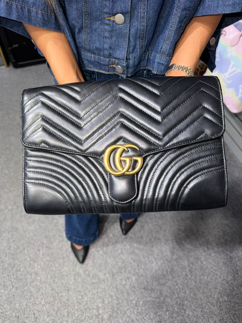 Gucci GG Marmont Black Flap Clutch