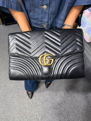 Gucci GG Marmont Black Flap Clutch