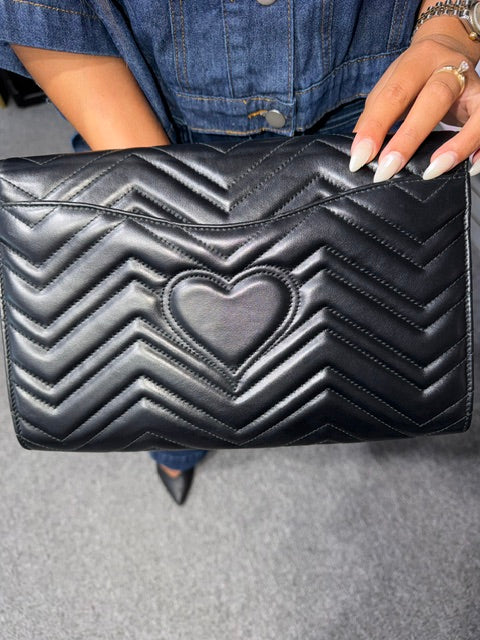 Gucci GG Marmont Black Flap Clutch