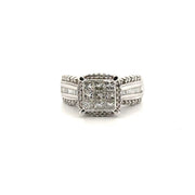 Natural Diamond Cluster Engagement Ring in 10K White Gold Sz 7