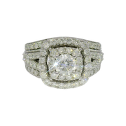 Natural Diamond  Double Halo Enagement Ring in 14K White Gold Sz 6