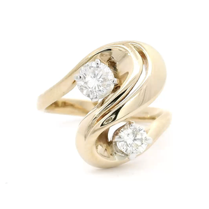 Vintage Natural Diamond Bypass Ring in 14K Yellow Gold