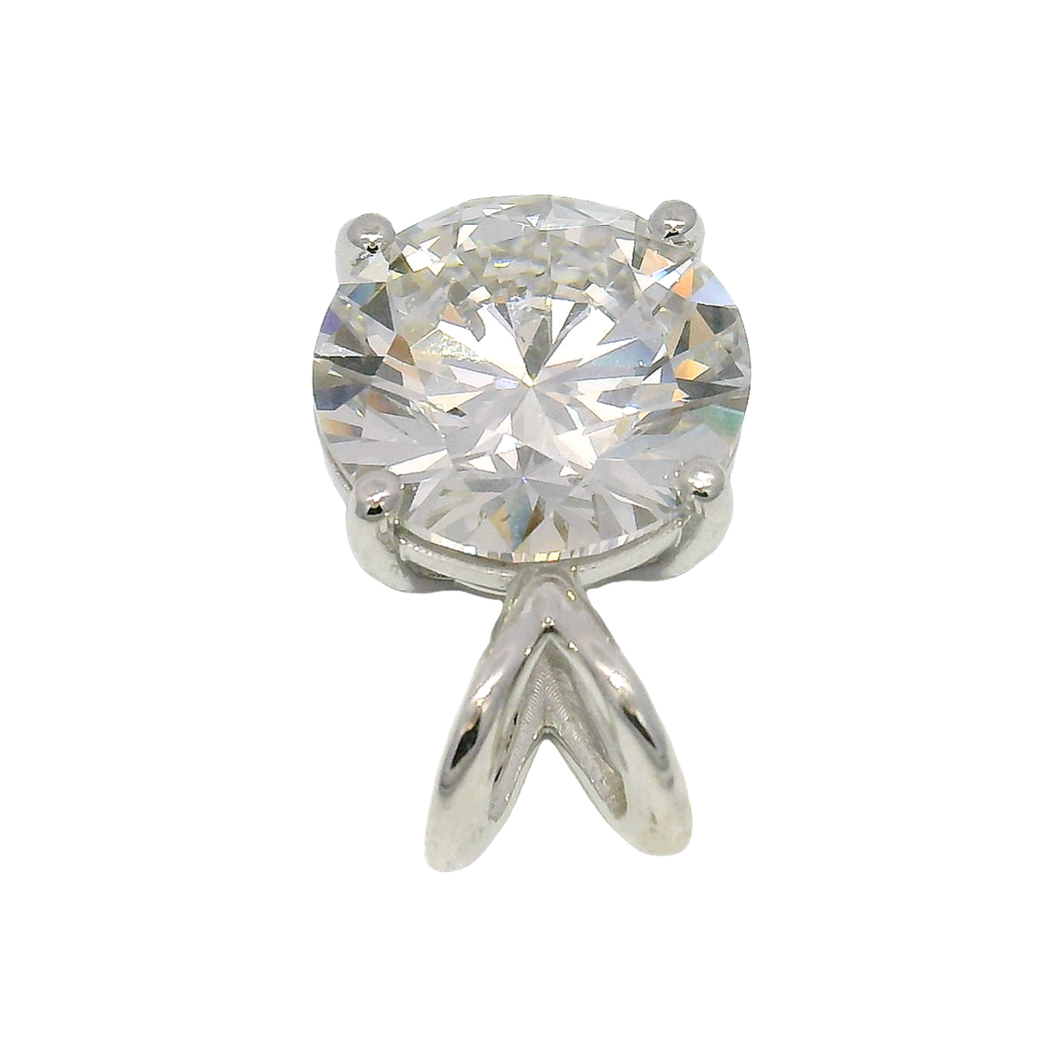 5.0ct. LAB E VS1 Lab Grown Round Mounted in Custom 14K Basket Pendant