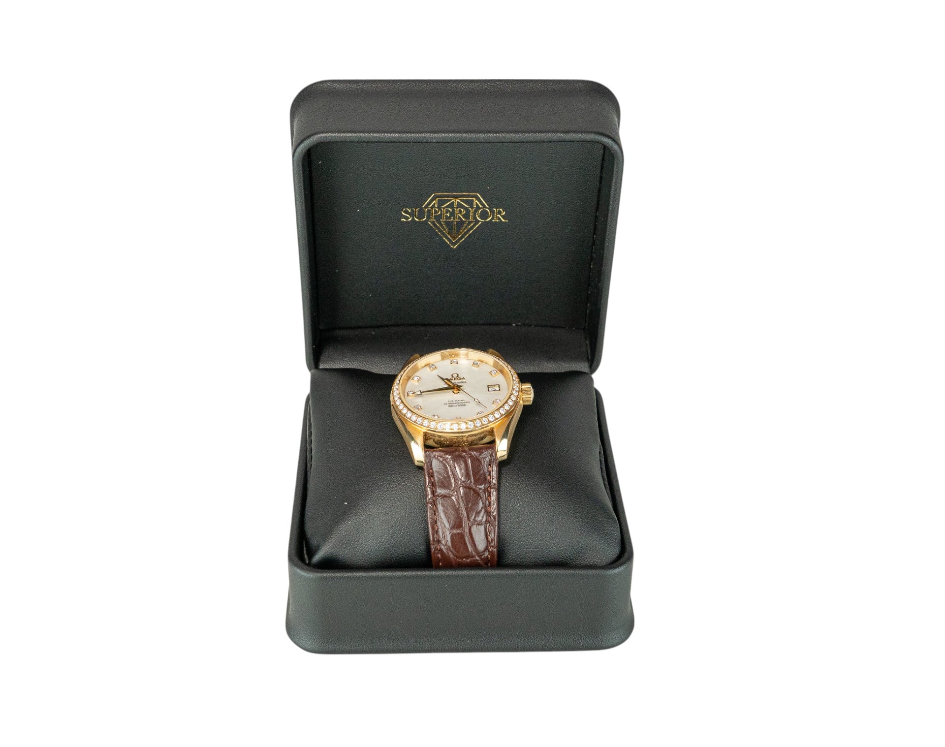 36mm Omega Seamaster MoP Dial 18K Yellow Gold on Leather Strap