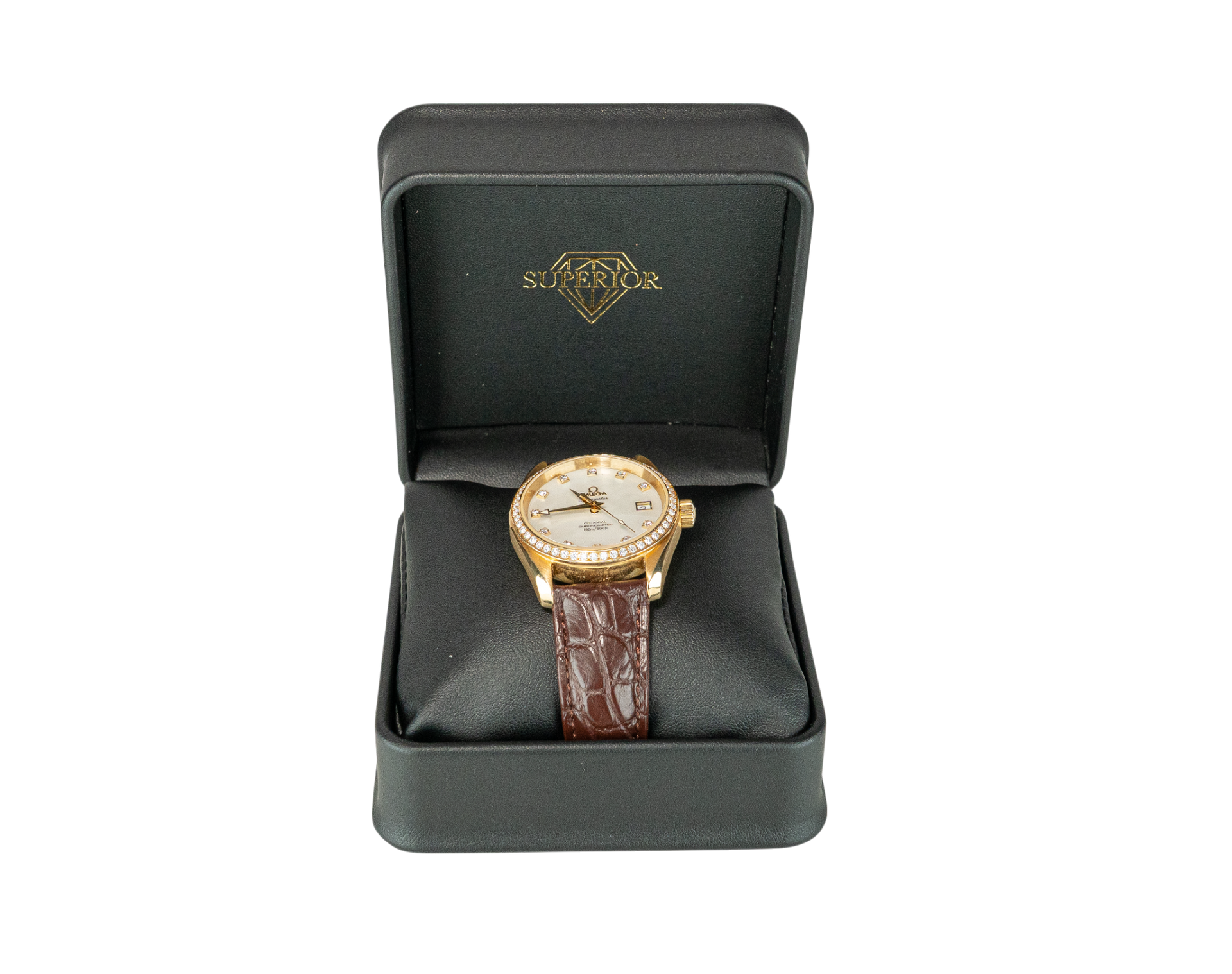 36mm Omega Seamaster MoP Dial 18K Yellow Gold on Leather Strap