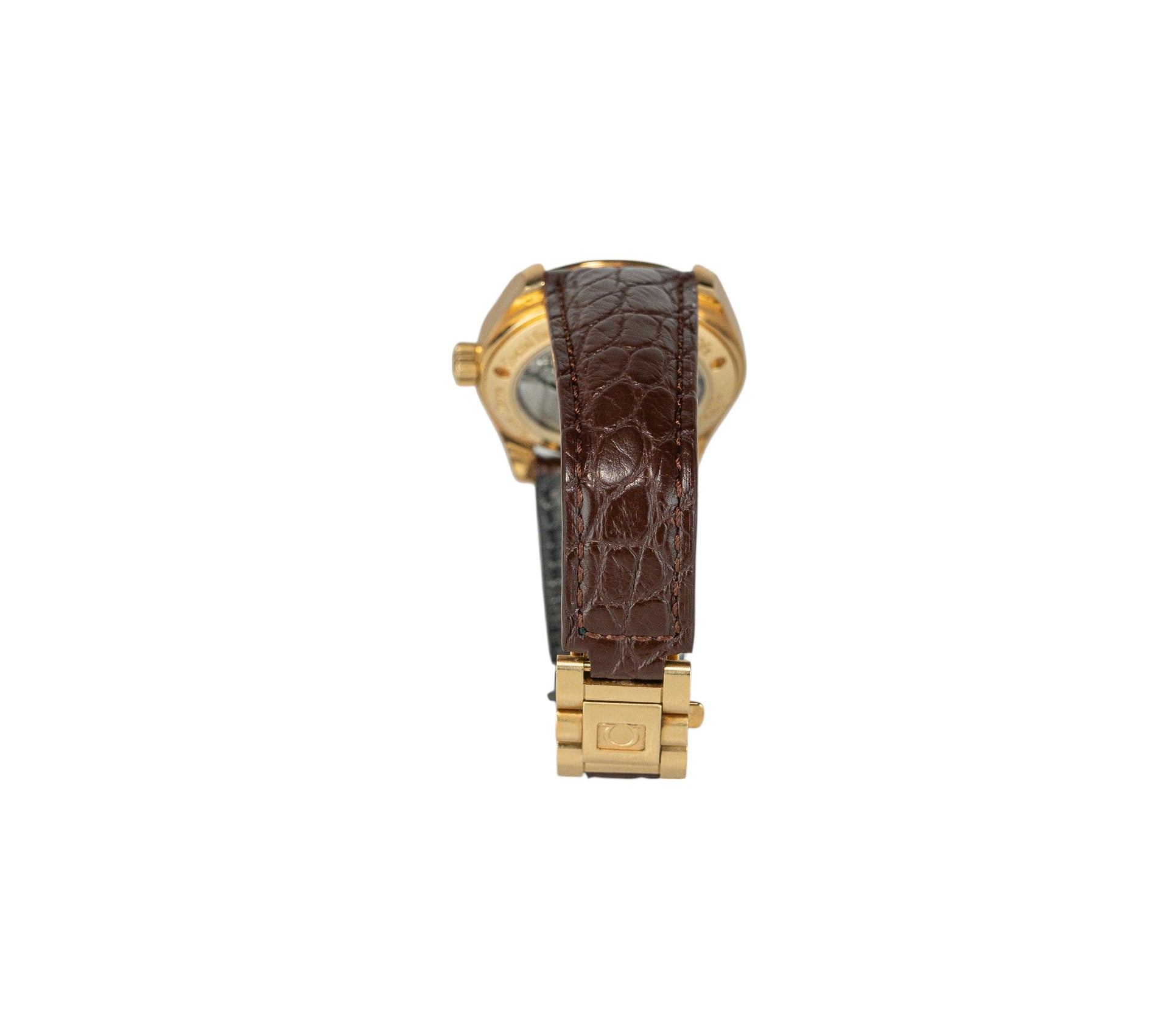 36mm Omega Seamaster MoP Dial 18K Yellow Gold on Leather Strap