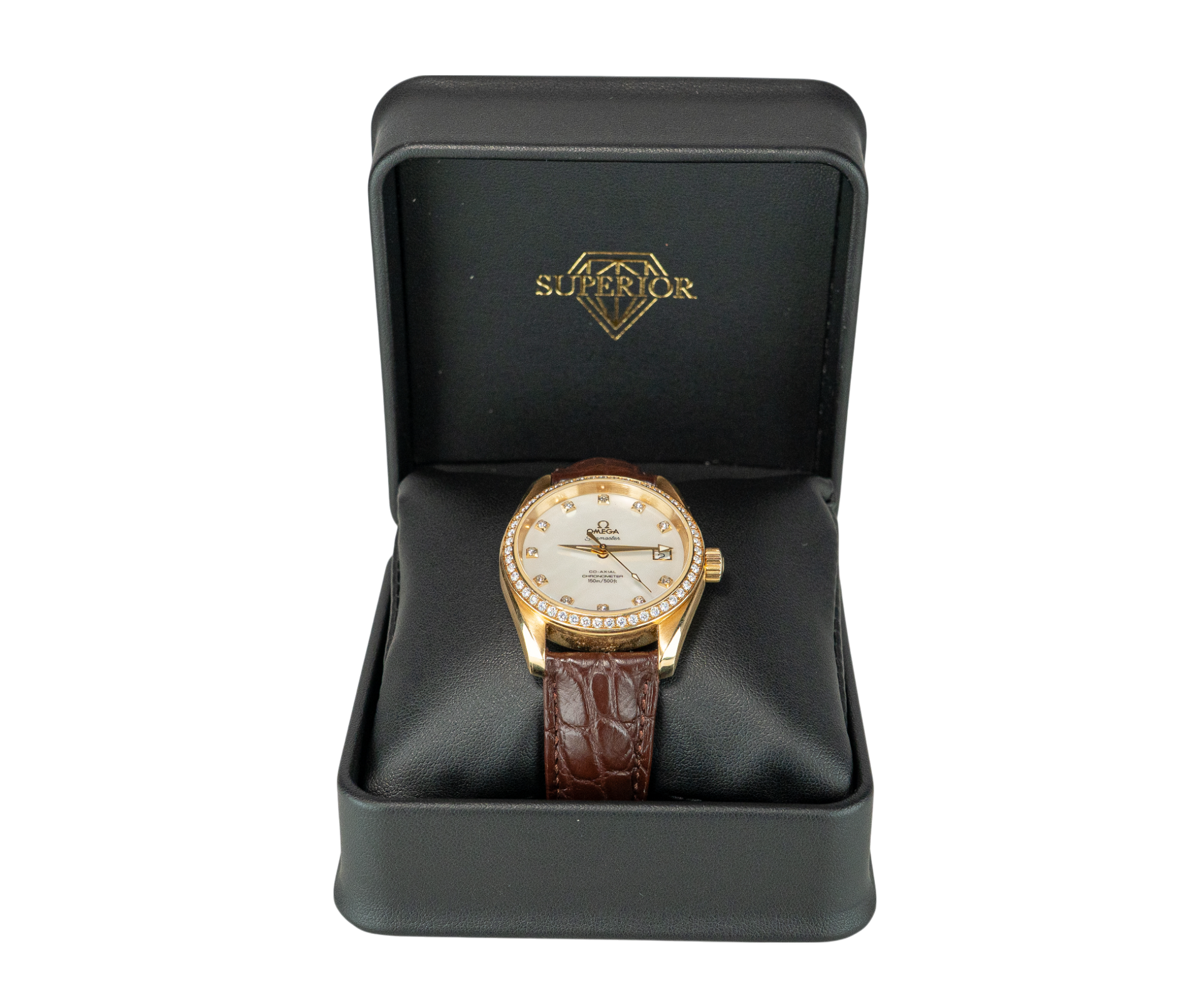 36mm Omega Seamaster MoP Dial 18K Yellow Gold on Leather Strap