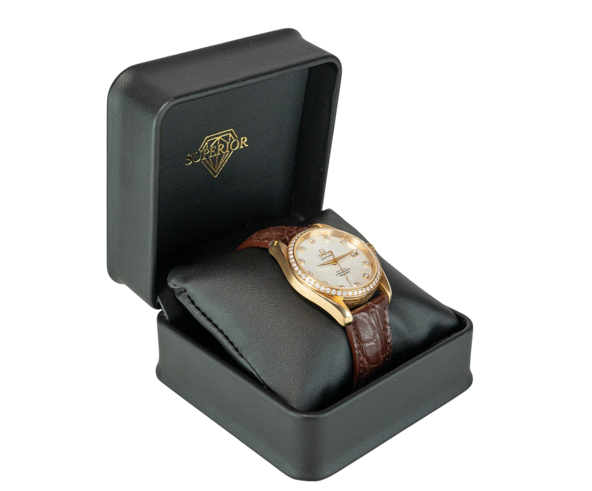 36mm Omega Seamaster MoP Dial 18K Yellow Gold on Leather Strap