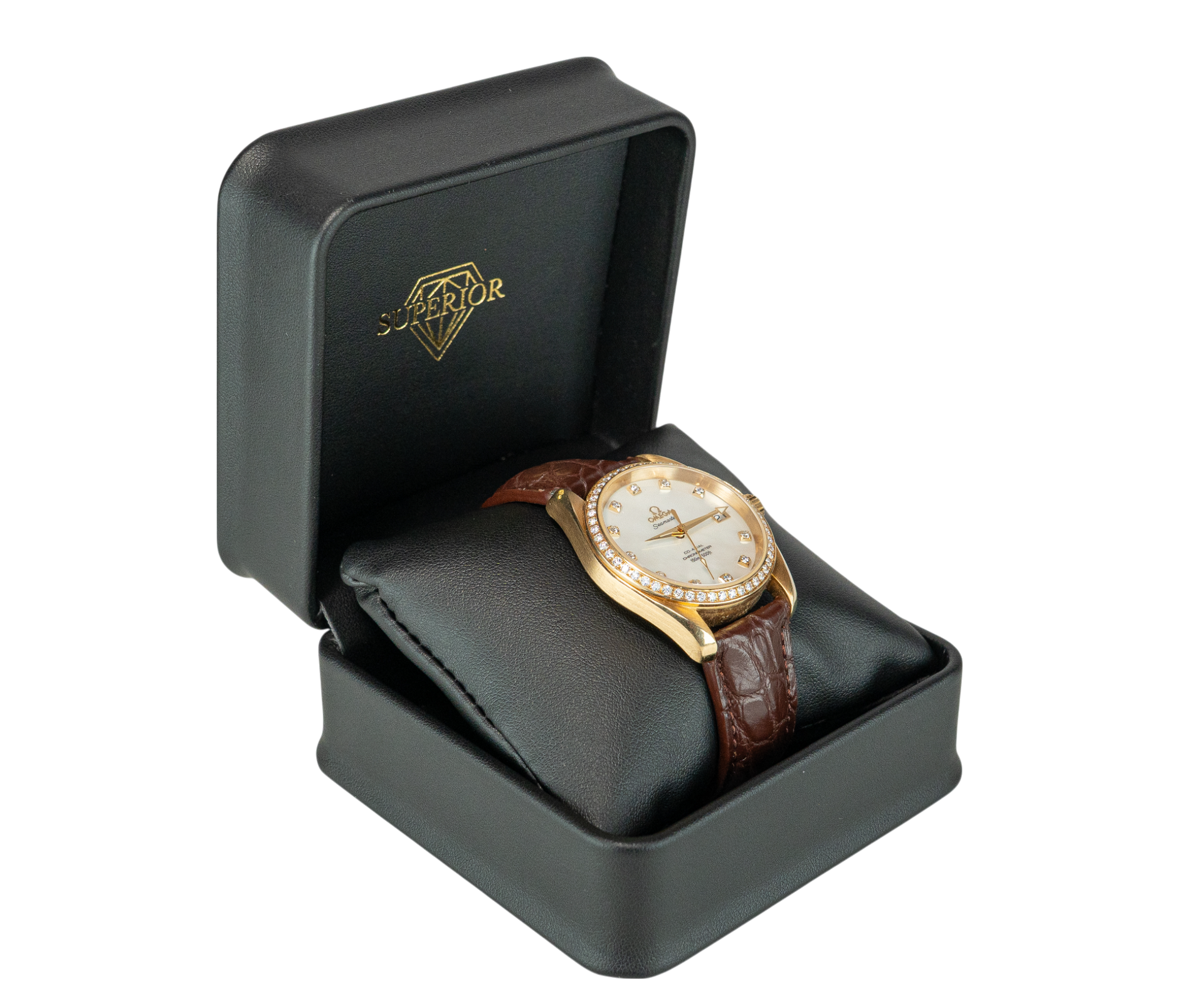 36mm Omega Seamaster MoP Dial 18K Yellow Gold on Leather Strap