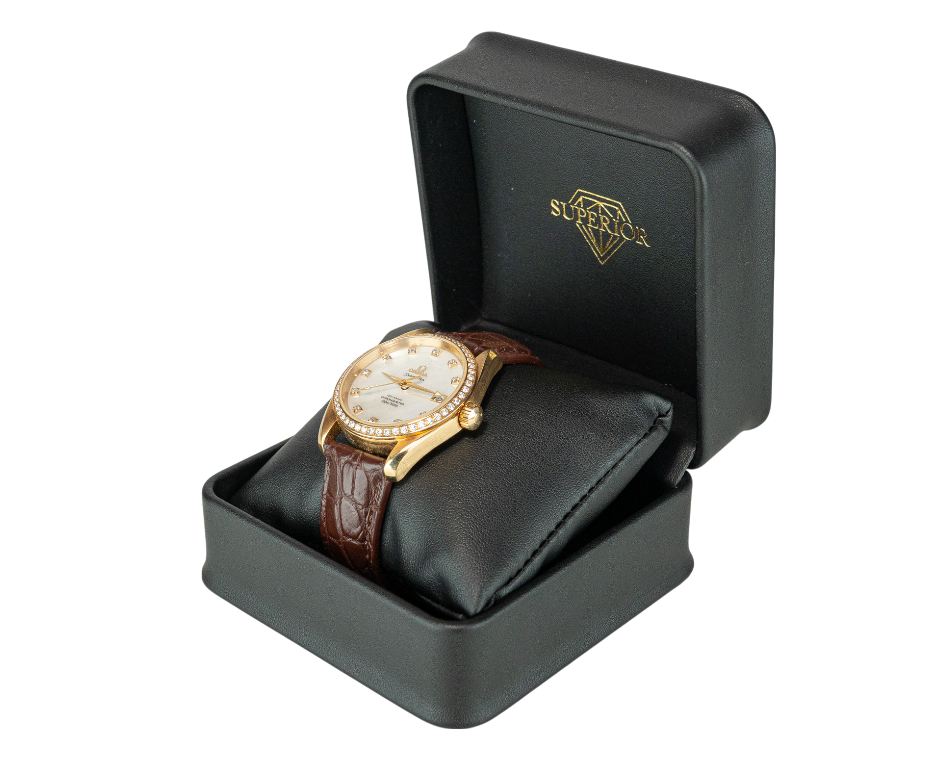 36mm Omega Seamaster MoP Dial 18K Yellow Gold on Leather Strap