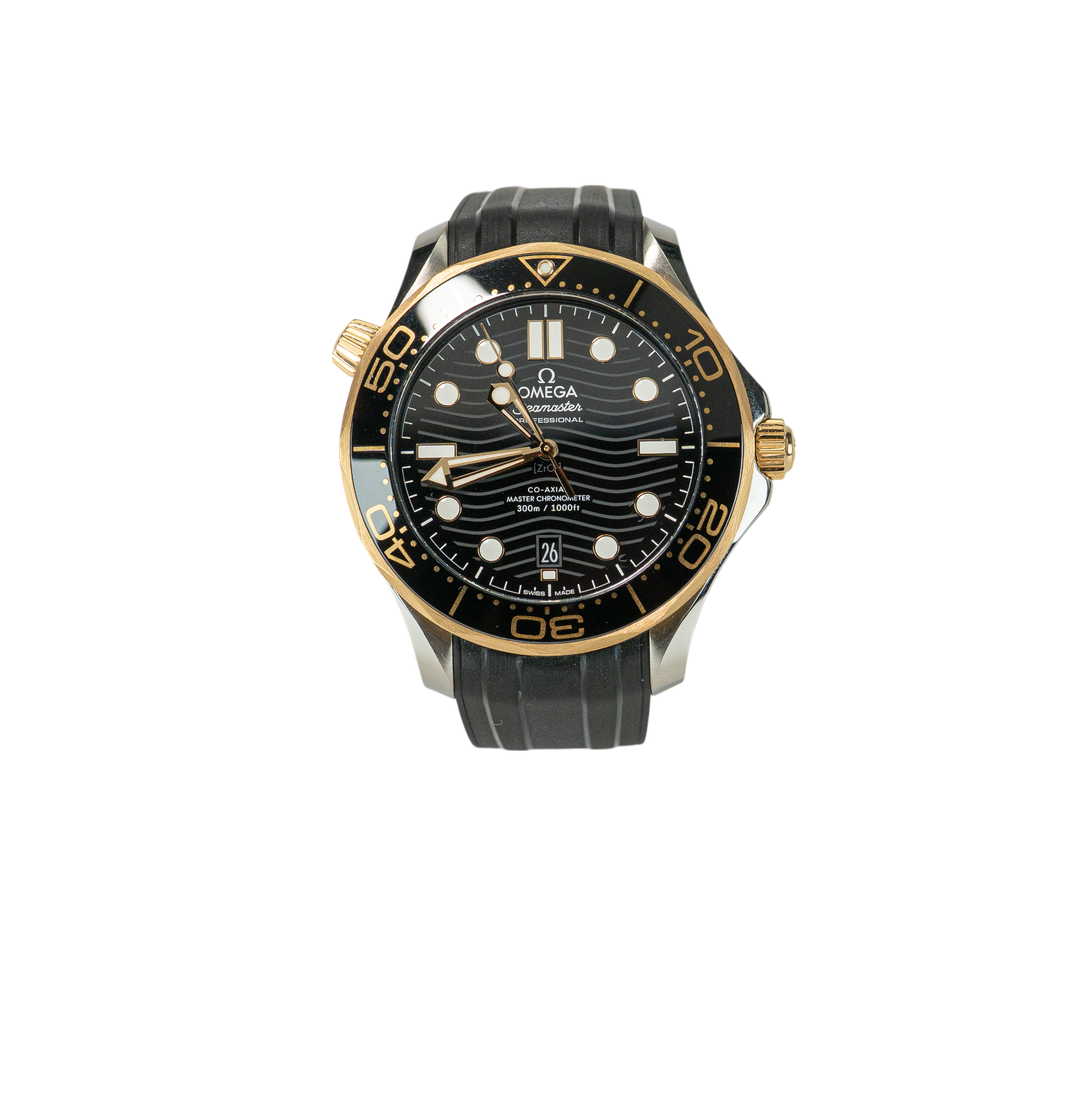 42mm Omega Seamaster 300 Steel & 18K Ceragold on Rubber Strap (2024)