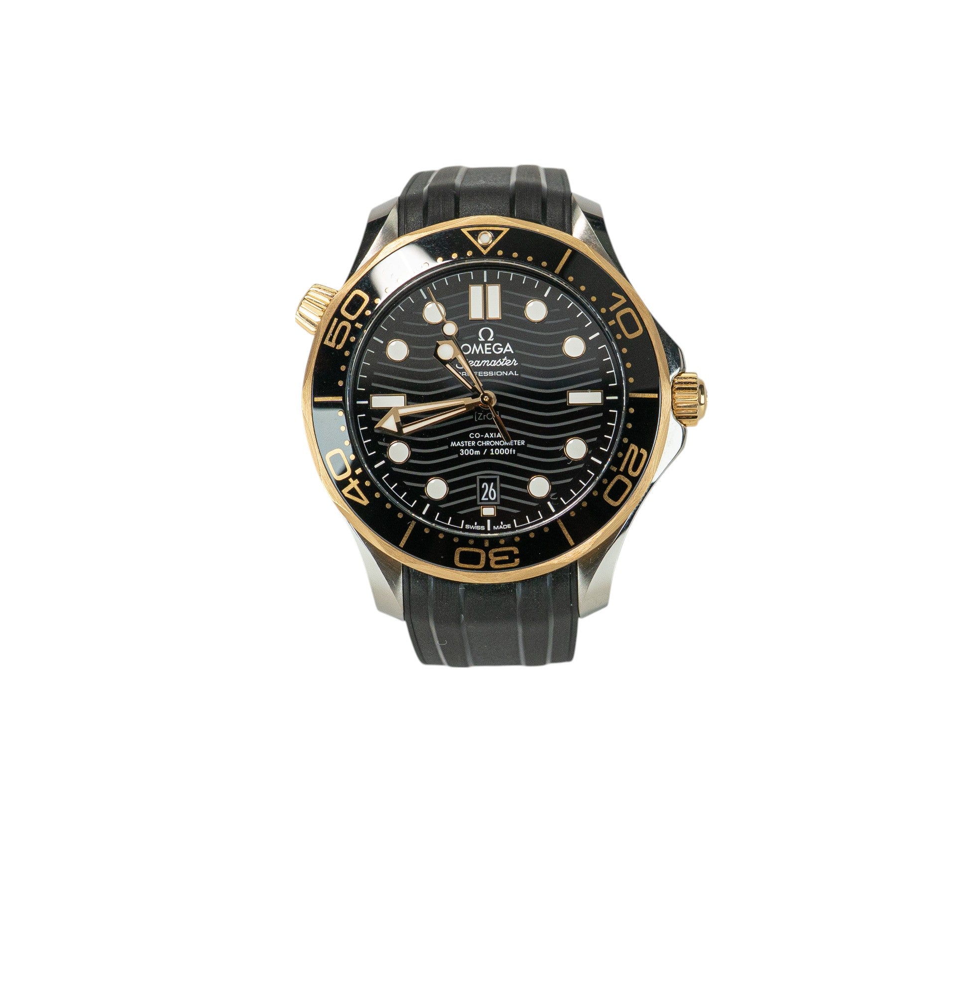 42mm Omega Seamaster 300 Steel & 18K Ceragold on Rubber Strap (2024)