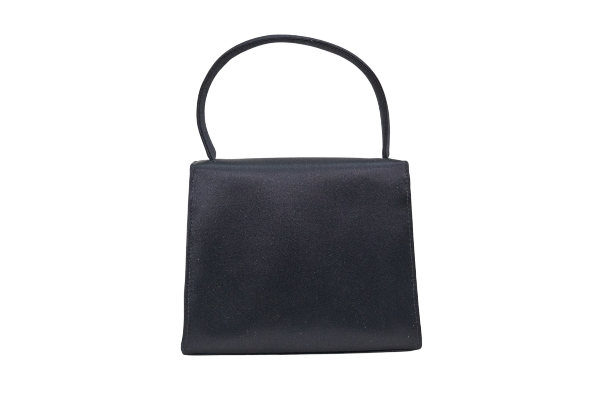 Chanel Vintage Kelly 90's Black Satin Gold Mini Evening Bag