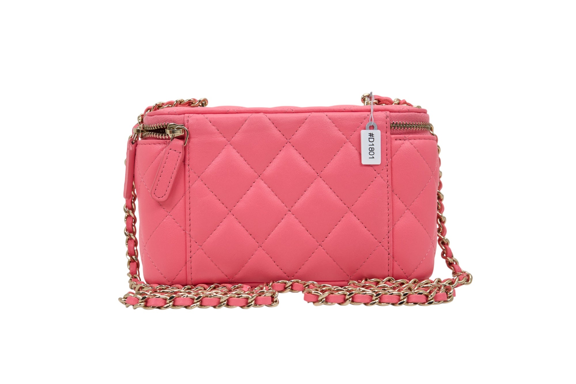Chanel Pink Quilted Caviar Small Vanity Case with Chain