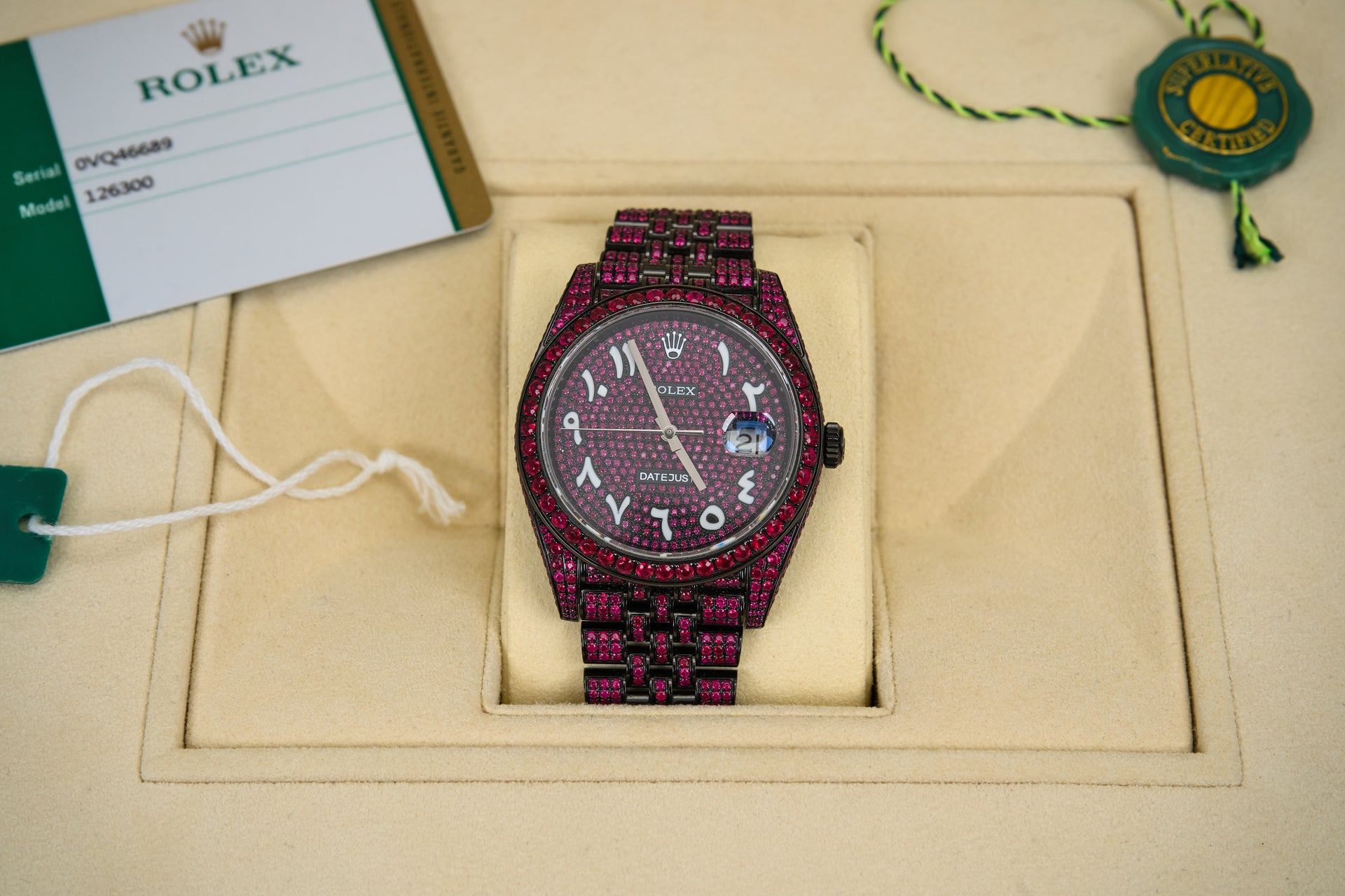 41mm Rolex Datejust II Black PVD Coated Set with Natural Rubies