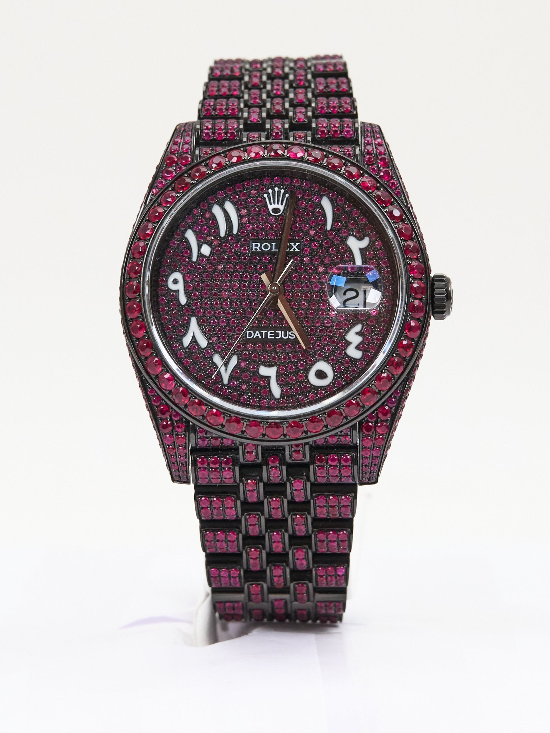 41mm Rolex Datejust II Black PVD Coated Set with Natural Rubies