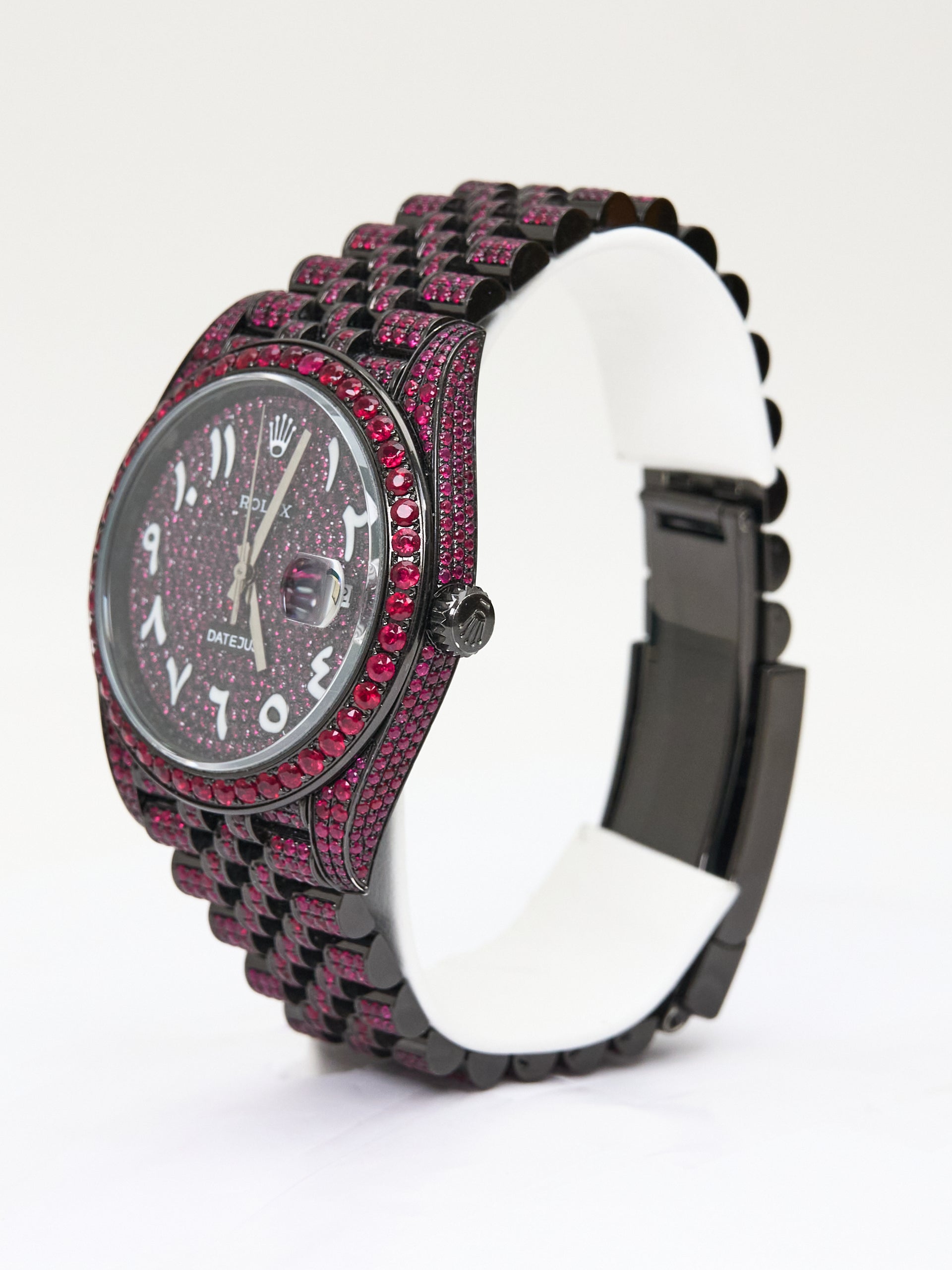 41mm Rolex Datejust II Black PVD Coated Set with Natural Rubies