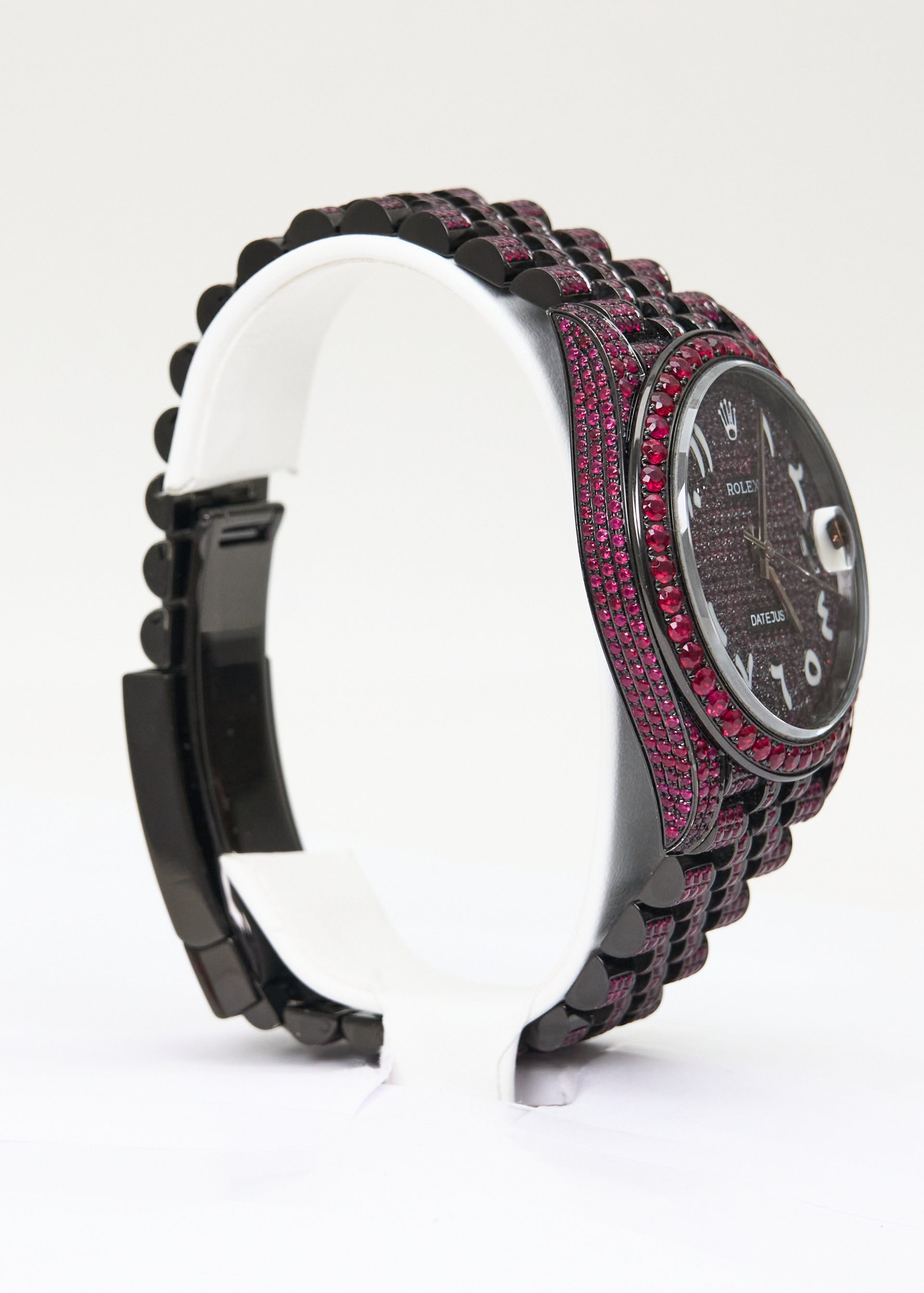 41mm Rolex Datejust II Black PVD Coated Set with Natural Rubies