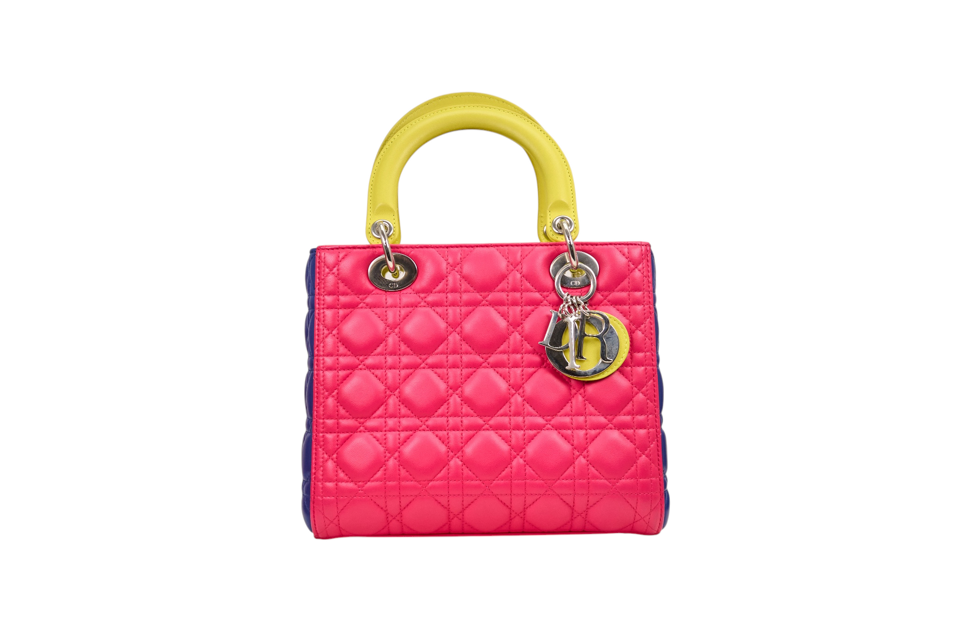 Dior Cannage 2 Way Pink Tri Color Neon Quilted Leather