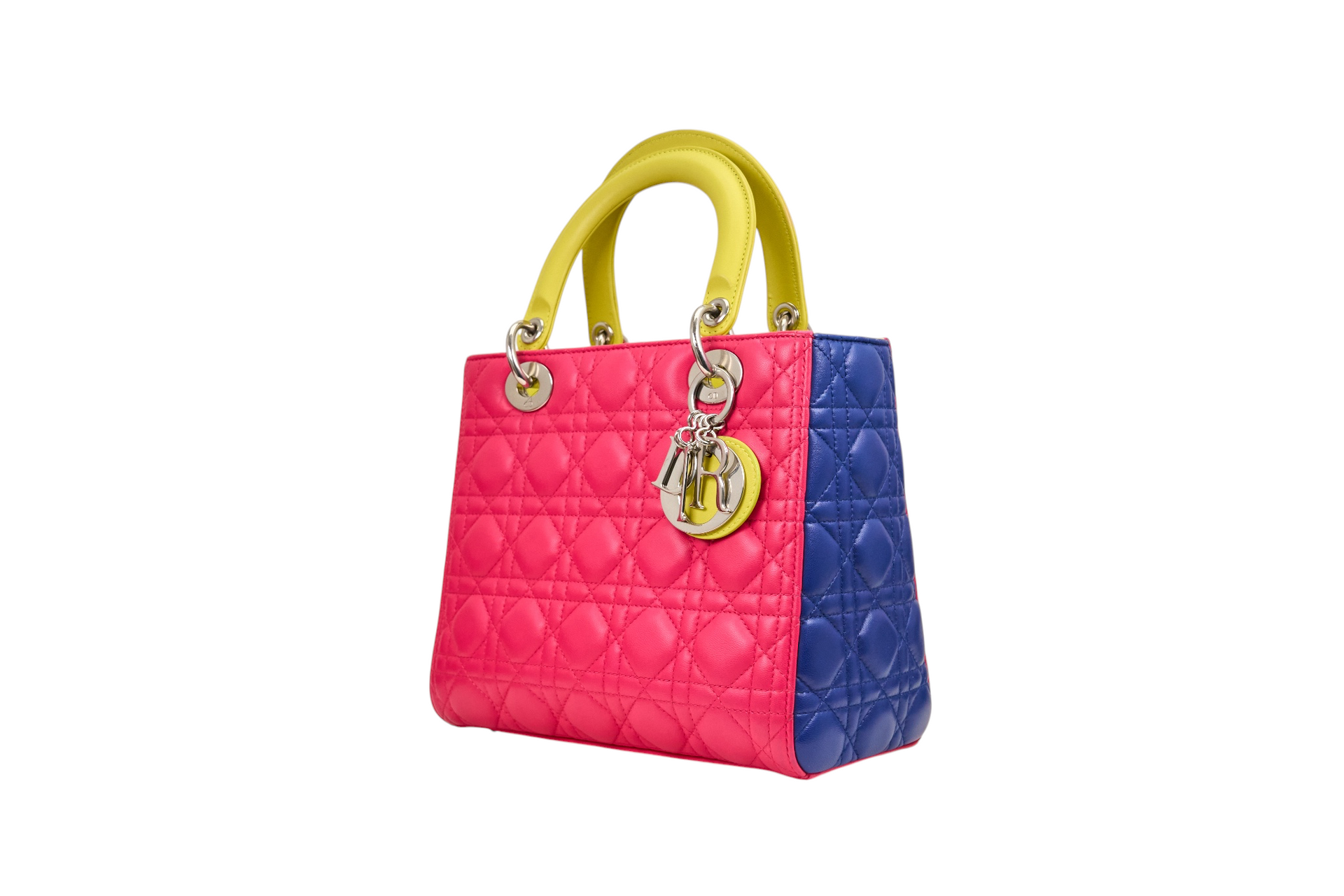 Dior Cannage 2 Way Pink Tri Color Neon Quilted Leather