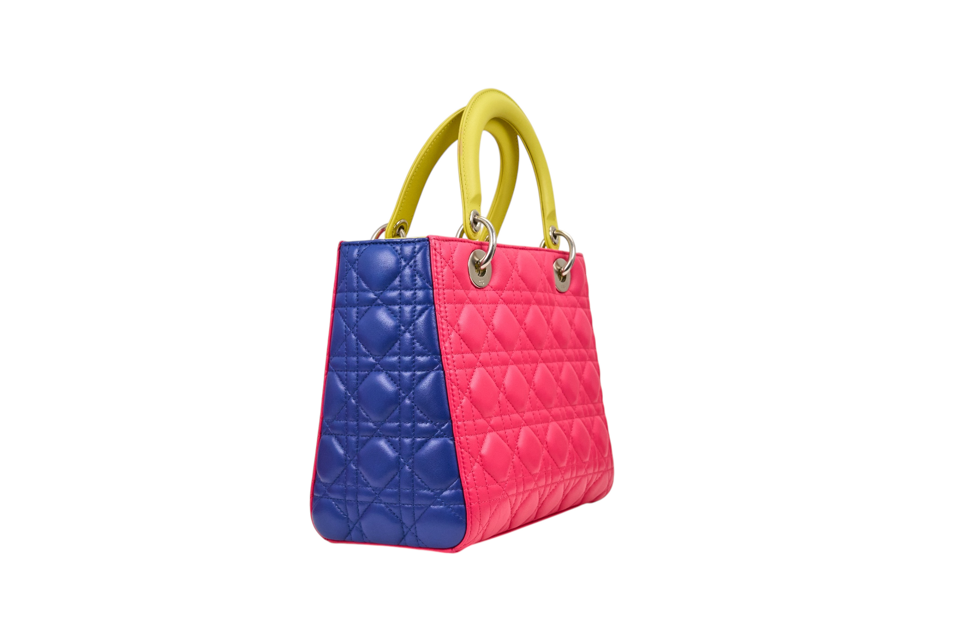 Dior Cannage 2 Way Pink Tri Color Neon Quilted Leather