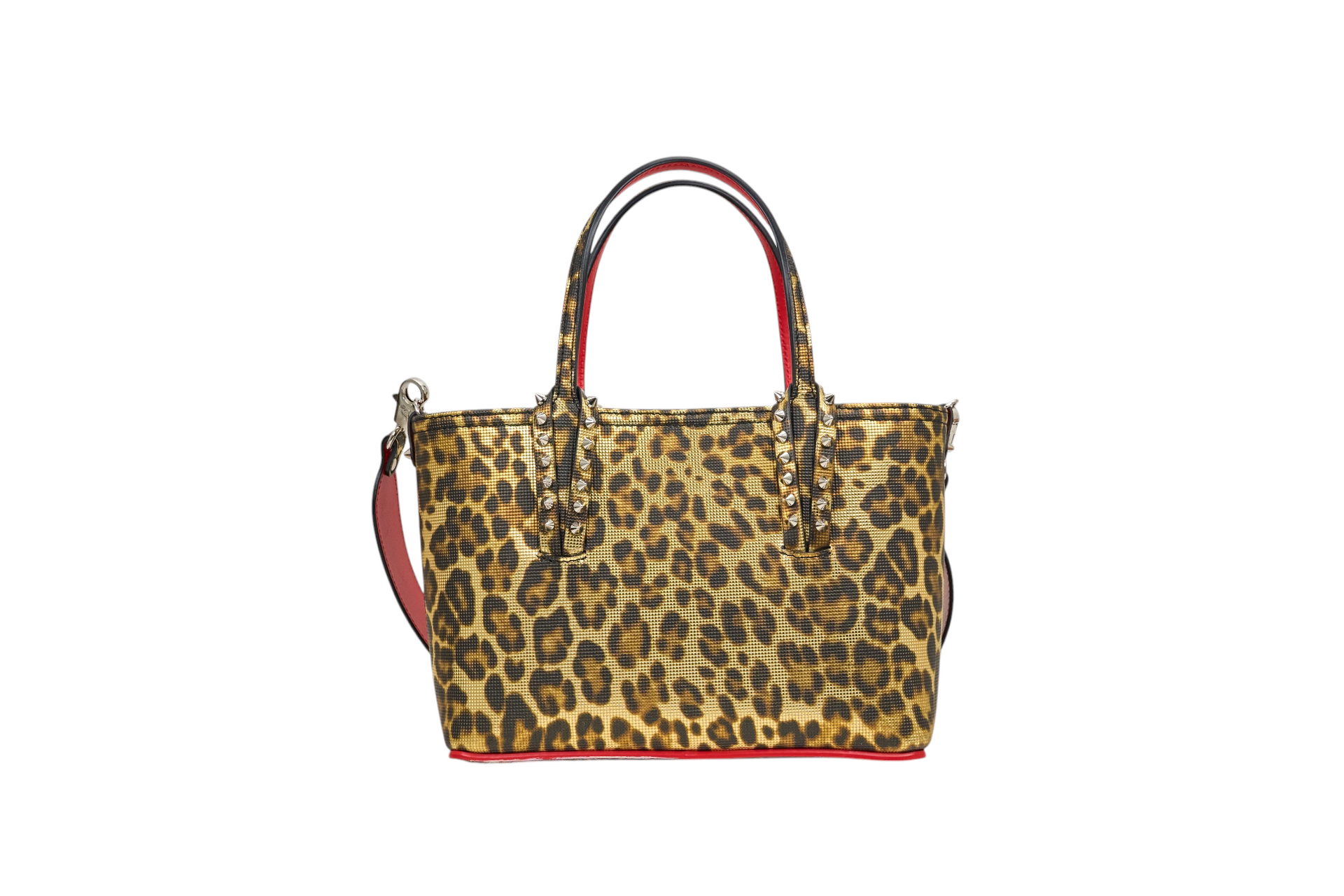 Christian Louboutin Mini Cabata Leopard Print Metallic Tote
