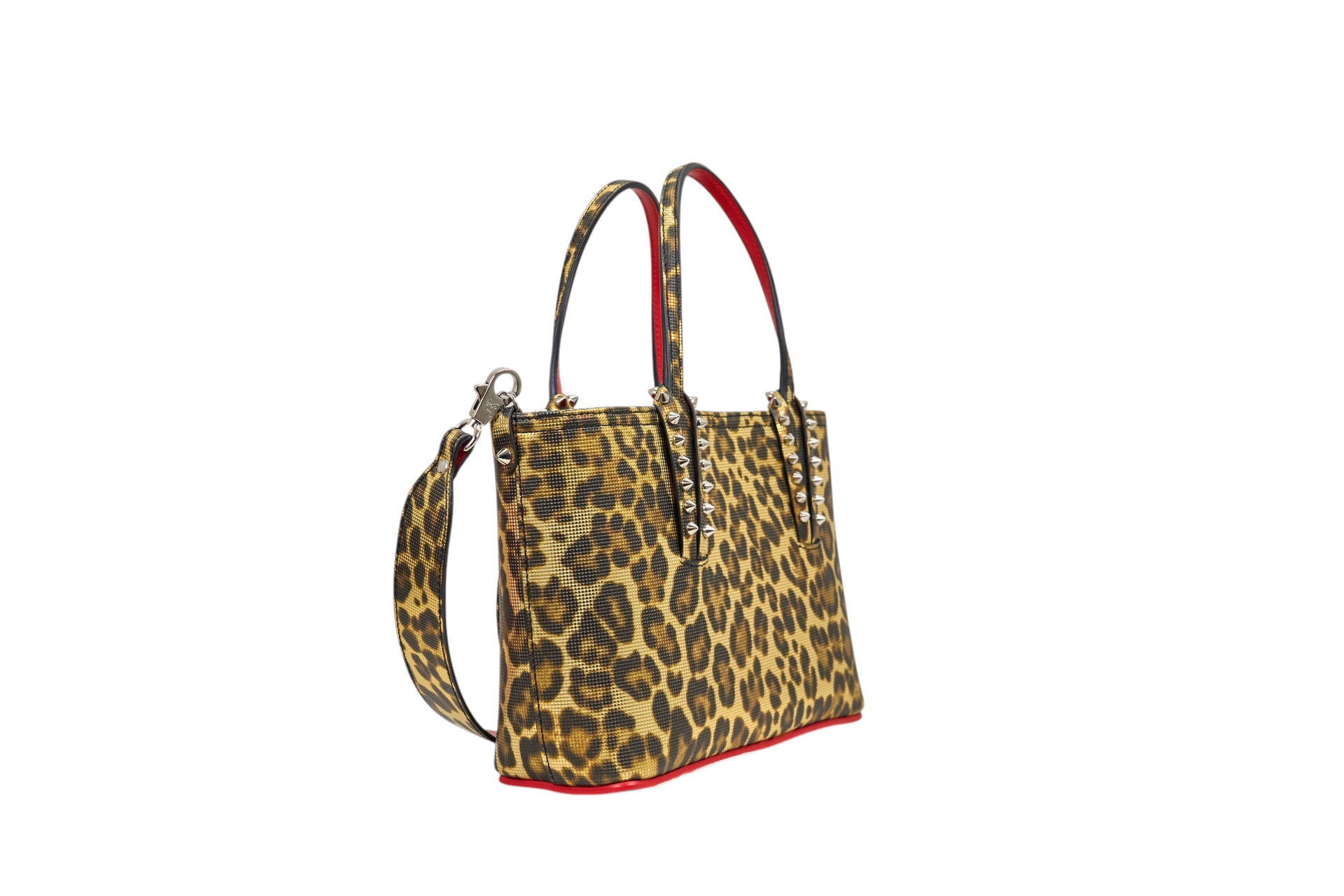 Christian Louboutin Mini Cabata Leopard Print Metallic Tote