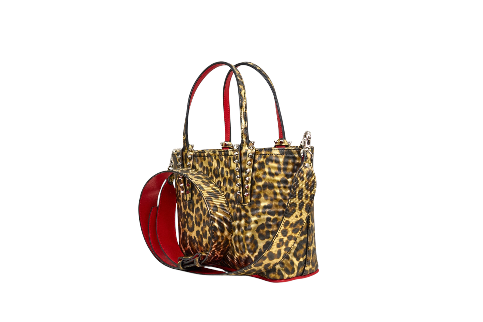 Christian Louboutin Mini Cabata Leopard Print Metallic Tote