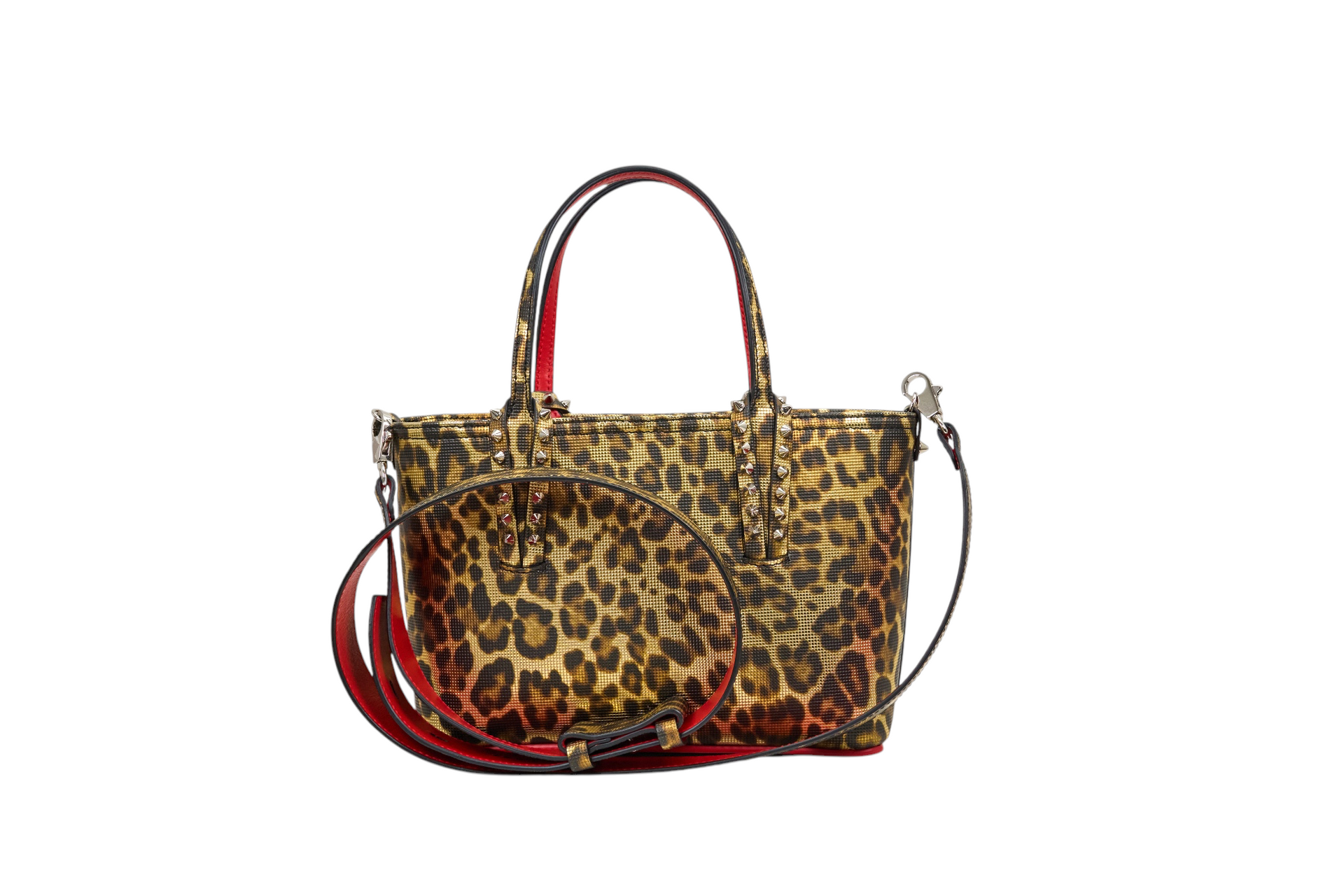 Christian Louboutin Mini Cabata Leopard Print Metallic Tote