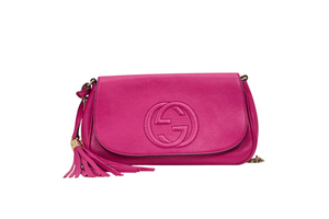 Gucci GG Soho Chain Crossbody Flap in Fuchsia Leather